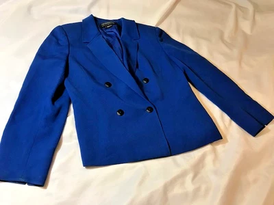Blazer De Colección Liz Claiborne 100% Lana Azul Real, Talla 10, Usado en Excelente Condición Foto 1 de 4