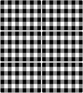 Black and White Plastic Placemats Set of 6 Check Plaid Large, Black,  - Picture 1 of 6