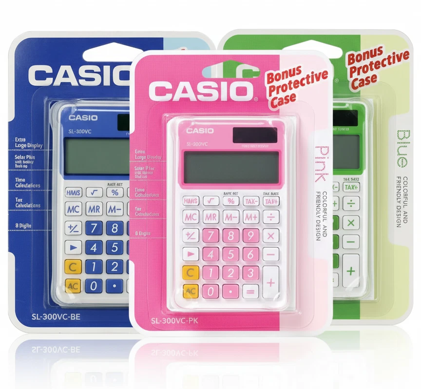 Casio SL-300VC Solar Calculator Handheld Choose Color Blue, Pink, or Green - NEW - Image 1 of 1