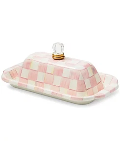 MacKenzie-Childs Rosy Check Butter Box - Picture 1 of 3