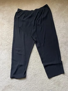 NEW Eileen Fisher Size XL Silk Georgette Crepe Straight Ankle Pants Black - Picture 1 of 6