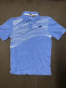 HANG TEN Polo Shirt Gray Blue Sewn Logo Surf Beach Boys Slim Fit Small - Picture 1 of 6