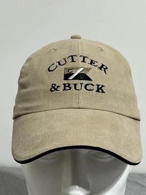 Cutter & Buck Hat Cap Strap Back Khaki Tan Canvas Embroidered Golf Mens Classic - Image 1 of 4