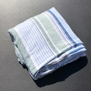 Ikea Blarips Full Queen Duvet Cover Stripes Whit Blue Green Grey 84" x 88" - Picture 1 of 9