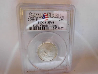 P PCGS 2009 acabado satinado SP 68 Islas Vírgenes de los Estados Unidos Washington cuarto Foto 1 de 4