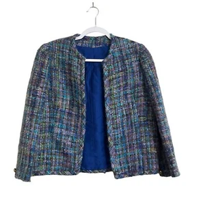 Vintage That Davenbrook Look Tweed Sakko Damen M Blau Multi 60er Glamour - Bild 1 von 7
