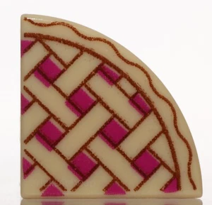Lego 4x Tan Tile Round 1 x 1 Quarter Lattice Cherry Pie Pattern - Picture 1 of 1