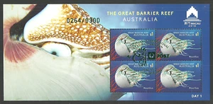 AUSTRALIA 2018 MACAO STAMPEX DÍA 1 PREHISTÓRICO NAUTILUS CONCHAS HOJA CTO USADO - Imagen 1 de 1
