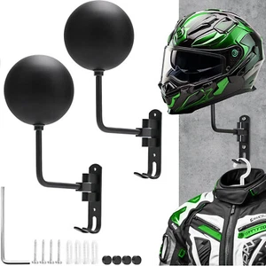 2Pack Motorcycle Bike Helmet Holder Hook Hanger Stand with 2 Hooks 180° Rotation - Picture 1 of 10