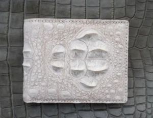 Handmade White Genuine Crocodile Hornback Leather Skin Bifold Wallet for Men #G5 - Picture 1 of 15
