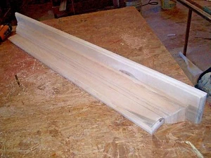 SOLID PINE 60 INCH WALL SHELF / MANTEL WITH CROWN MOLD WRAP, HANGING HARDWARE - Picture 1 of 11