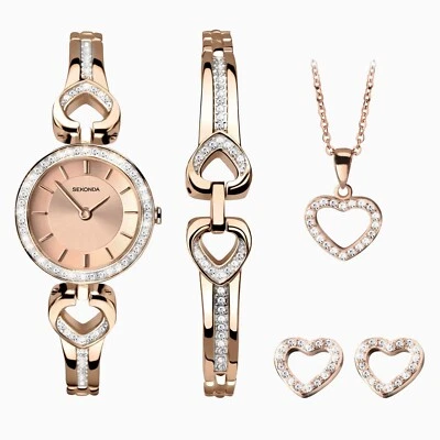 Juego de regalo reloj corazón cristal 4 piezas oro rosa Sekonda para dama PVP £99.99 2363G Foto 1 de 4