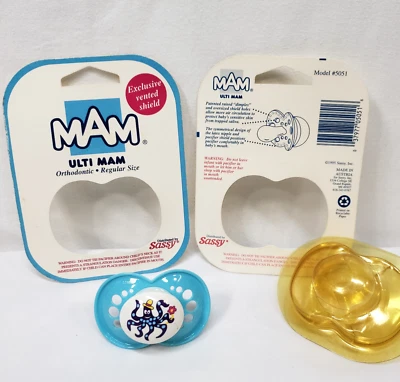 Vintage Ulti MAM Pacifier Blue With Octopus 1995 Sassy Orthodontic Latex Nipple - Image 1 of 4
