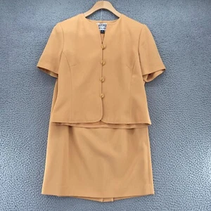 Kasper Anzug Set Damen 8 Zierlich Gelb Kurzarm Blazer Bleistiftrock Büro - Bild 1 von 18