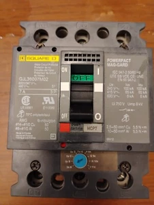 Square D GJL36007M02 7 Amp 3 Pole 600V GJL Mag-Gard Adjustable Circuit Breaker - Picture 1 of 8