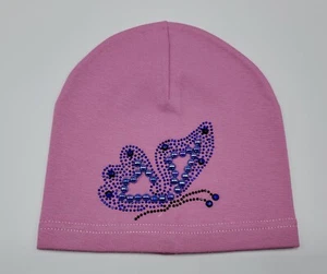 MARIV Girls’ Cotton Blend Rhinestone ‘Butterfly’ Pink Hat Sz 2-4 Years New NWT - Picture 1 of 2