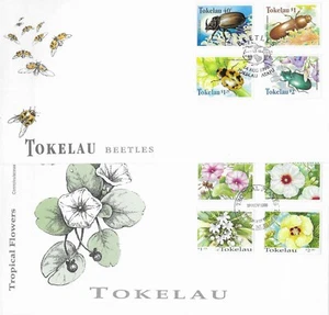E8559 Tokelau 1998 3 FDC INSECTS FLOWERS NATURE PLANTS - Picture 1 of 2