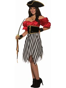 Foro Novedades Pirata Matey Dama Halloween 2 piezas Disfraz Mujer, Blanco Rojo Negro... - Imagen 1 de 1