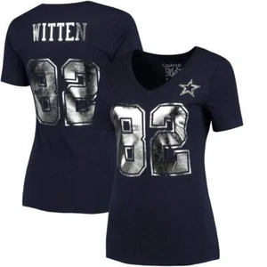 Dallas Cowboys Women's Shimmer Away Jason Witten Name and Number V-neck T-shirt - Picture 1 of 1