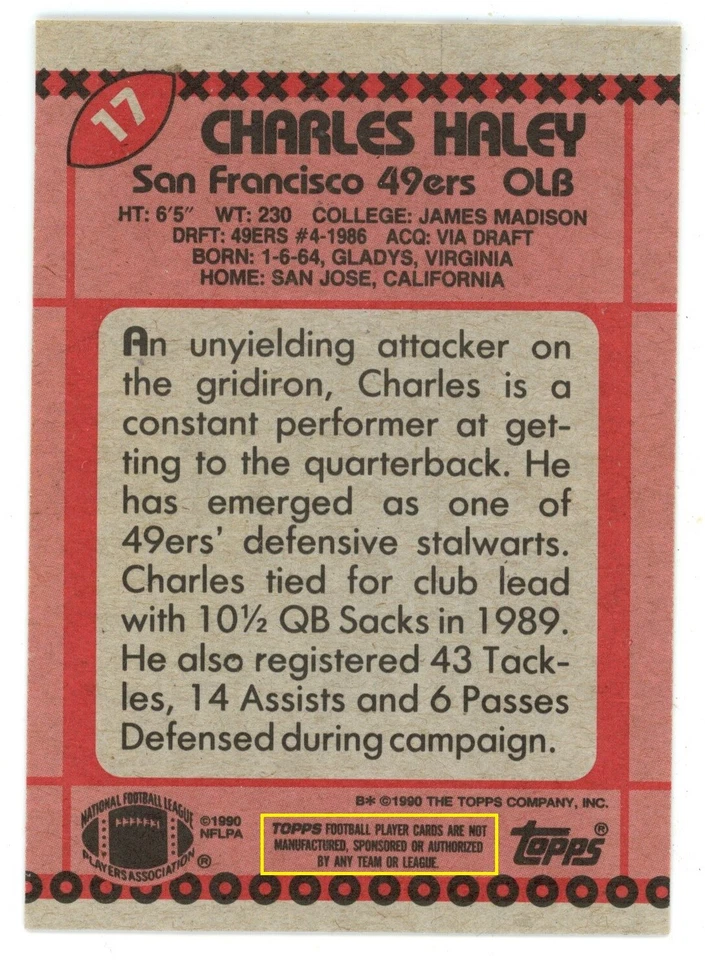 1990 Topps Football Complete Your Set!! (With Disclaimer on Back) - Image 1 of 1