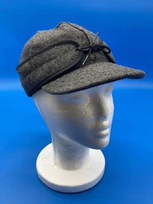 Stormy Kromer 6 3/4 Sombrero/Gorra Atar Orejeras Mezcla Lana Hecho en EE. UU. Panel Gris Foto 1 de 4
