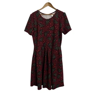 Abito Lularoe donna 3XL 3x vestibilità e svasato manica corta rosso nero verde floreale - Foto 1 di 8