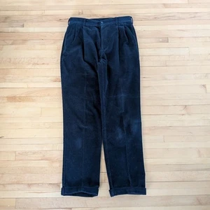 Vintage Jos. A. Bank Pleated Chunky Corduroy Pants 34x33 Black Loose Tag 35x34 - Picture 1 of 9