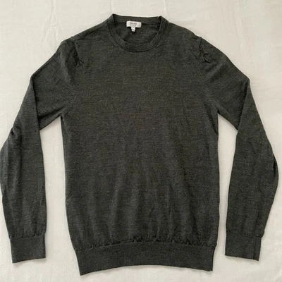 Reiss Wessex Men Sweater Pullover MEDIUM Merino Wool Charcoal Gray Classy Chic - Image 1 of 4