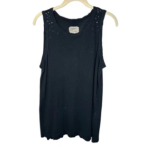 Canotta donna Current/Elliott nera Beauty con borchie lino e cotone grande - Foto 1 di 9