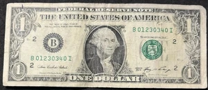 2006 New York $1 Bill Ascending Fancy Ladder 0,1,2,3, Low Sum Lucky 13 Note - Picture 1 of 2