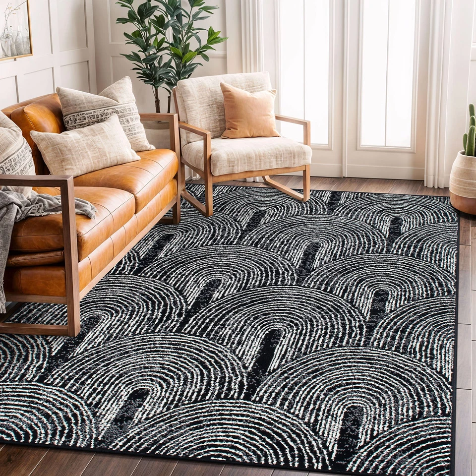 Rugshop Alfombra Marrón Contemporánea Arco Bohemio Alfombra Alfombra para Sala de Estar Nueva Foto 1 de 4