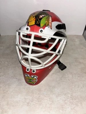 Riddell Chicago Blackhawks Mini Goalie Helmet Mask ~ Used  - Image 1 of 4
