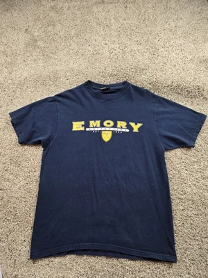 Camiseta De Colección Universidad Emory Grande Para Hombre Azul Equipo Para Deporte Manga Corta Y2K Foto 1 de 4