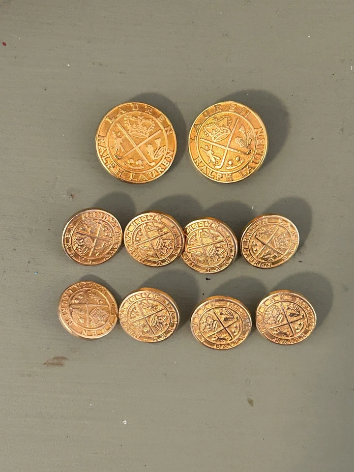 Ralph Lauren rare gold crown golf clubs spellout blazer replacement buttons 10 - Image 1 of 3