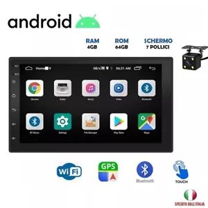 AUTORADIO BLUETOOTH 2 DIN 7 POLLICI ANDROID CON GPS STEREO WIFI 4GB RAM 64GB ROM - Foto 1 di 7