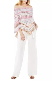BCBGMAXAZRIA off the shoulder top blouse Octavia size M colorful summer beach  - Picture 1 of 10