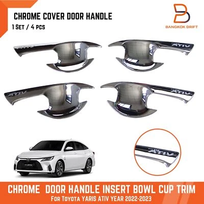 MANIJA DE PUERTA CROMADA INSERTO CUENCO TAZA PARA TOYOTA YARIS SEDÁN ATIV AC100 2022-2023 Foto 1 de 4