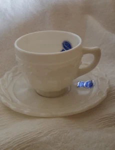 Imperial Glass CUP SAUCER Star Holly Pattern White Milk Glass WITH TAGS MINT! - Picture 1 of 3
