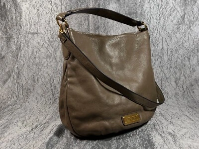 MARC by MARC JACOBS New Q Hillier Leather Hobo Shoulder Bag CEMENT AUTHENTIC - Image 1 of 4