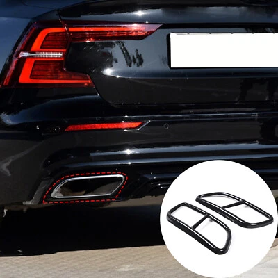 2PCS Black Steel Car Exhaust Pipe Muffler Cover Trim For Volvo S60 2014-2019 - image 1 of 4