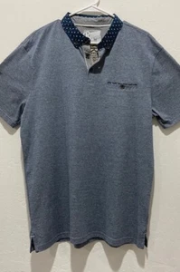 NEW Men's Retrofit 3-Button Polo Shirt Tag L Actual Size M Short Sleeve Blue - Picture 1 of 7