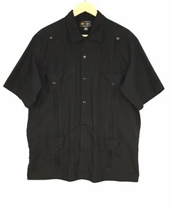 Camicia vintage Guayabera Yucateca Azael nera uomo 44 - 100% cotone - Foto 1 di 19