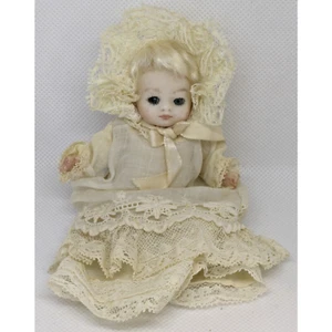 Antique Bisque Doll 4 1/2 " Cabinet Size Glass Eyes Mohair Baby Marked Signed - Picture 1 of 11