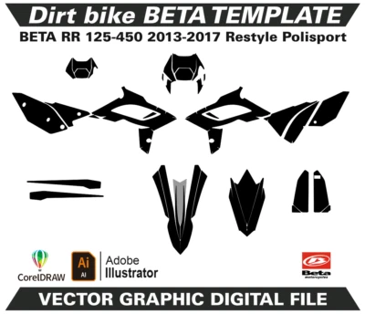 Plantilla Polisport BETA RR 125-450 2013-2017 formato vectorial Ai CDR EPS M160 Foto 1 de 2