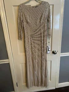 Dress Adrianna PapellWomens Beaded Gown Starburst Bead Pattern Sz 6 In Biscotti - Picture 1 of 22
