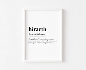 Impresión de definición Hiraeth | Impresión galesa | Arte de pared de cartel de Gales | Impresión casera - Imagen 1 de 1