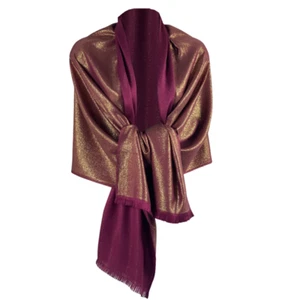 Elegant Maroon Pashmina Scarf with Silver Metallic Sheen – Luxurious Wrap for Al - Picture 1 of 6
