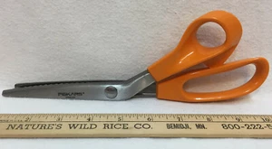 Fiskars Pinking Shears Scissors Zig Zag Stainless Steel Orange Plastic Handle - Picture 1 of 5