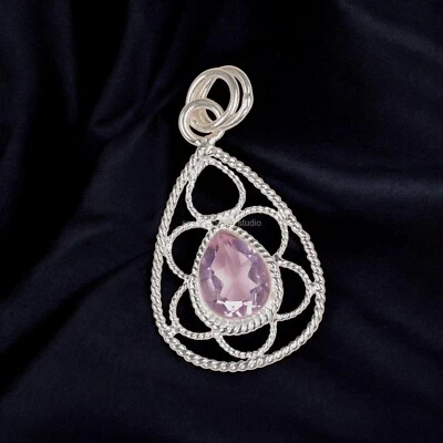 Elegante Colgante Madre Boda Cumpleaños Boda Cumpleaños Plata 925 Corte Pera Natural Kuncita Foto 1 de 4