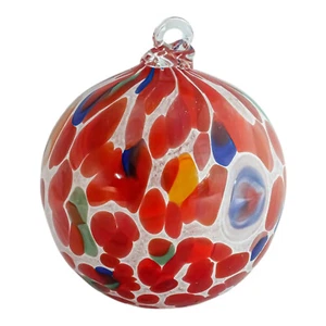 Red Murano Glass Bauble Xmas Christmas Decoration Ball Multi Millefiori 6cm - Picture 1 of 4